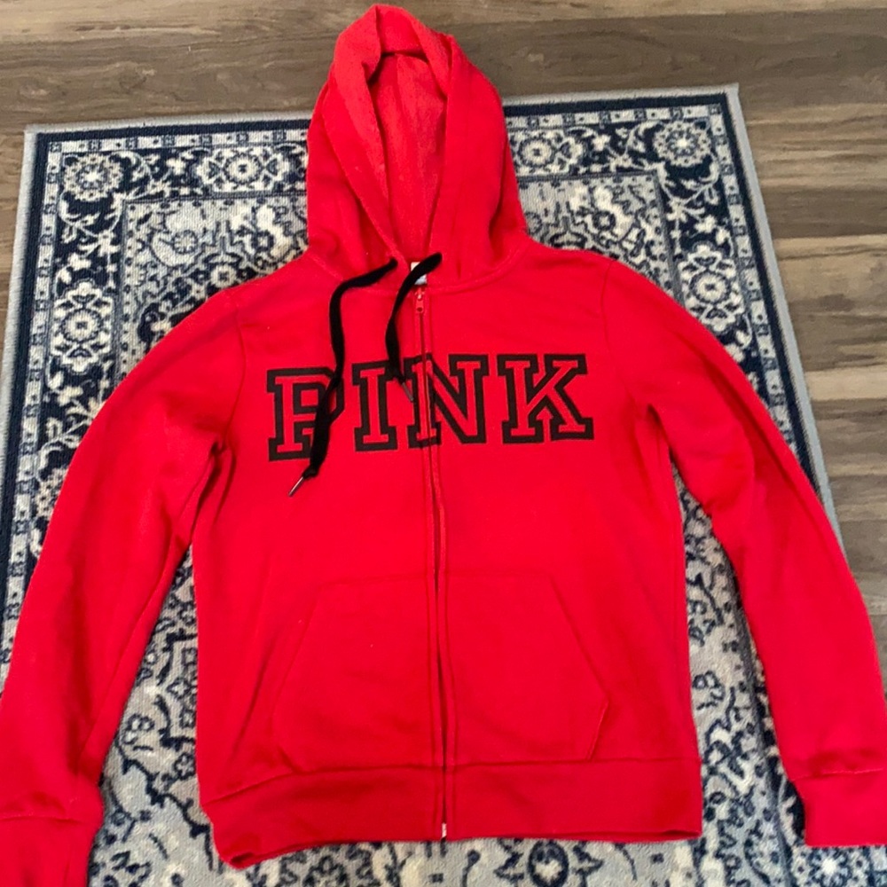 Red pink zip up hoodie